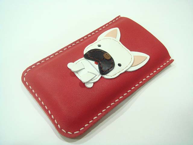 CoCo the French Bull Dog iPhone leather case ( Red )