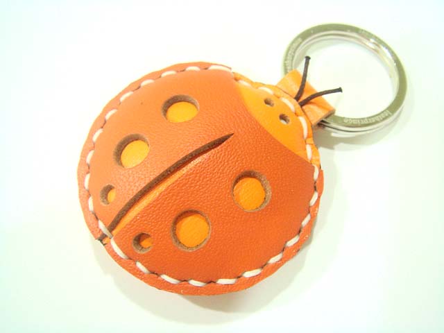 Penny the ladybug leather charm / keychain ( Orange )