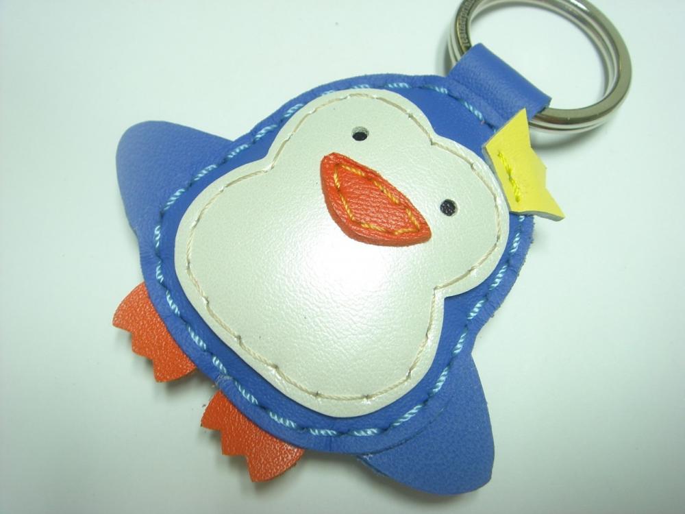 Perry the Penguin Leather Keychain ( Blue )