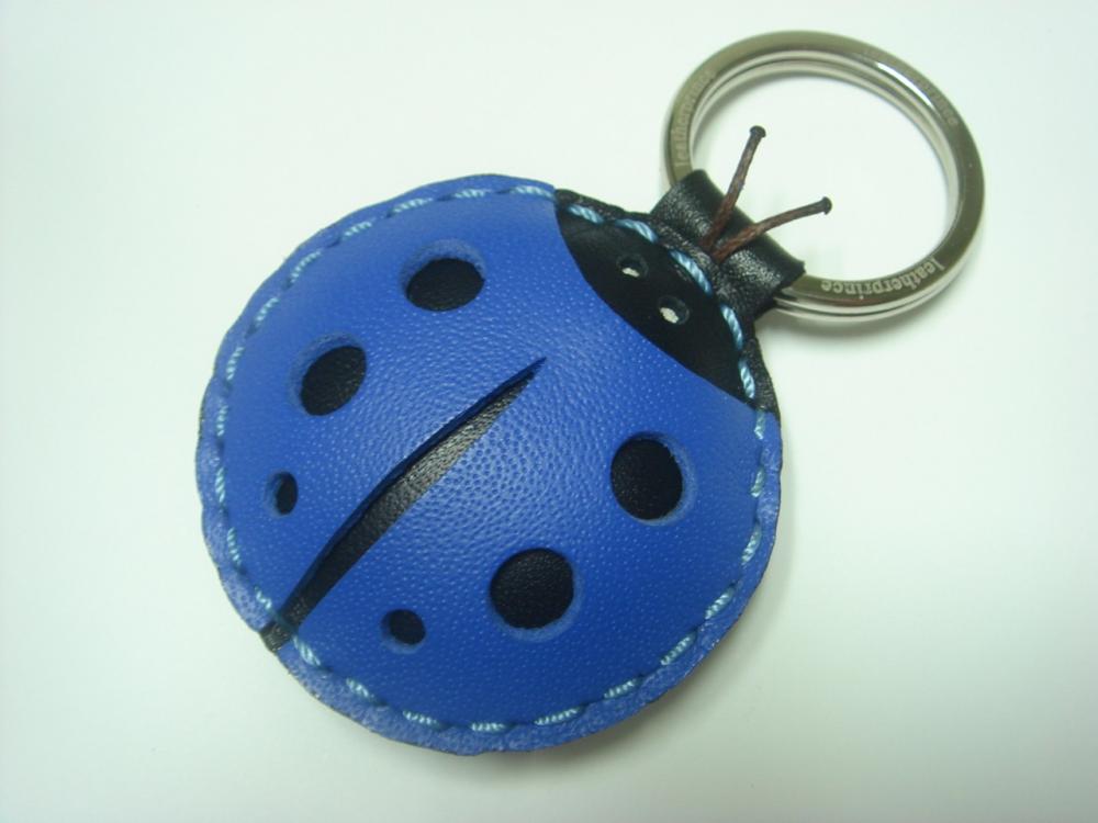Penny the LadyBug Leather Keychain ( Blue )