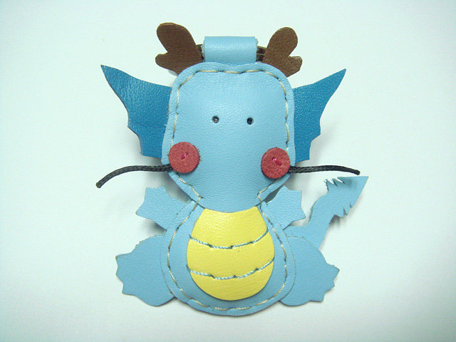 Puff the Magic Dragon leather keychain ( Light Blue )