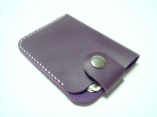 Men / Women Leather Cardholder ( Purple )