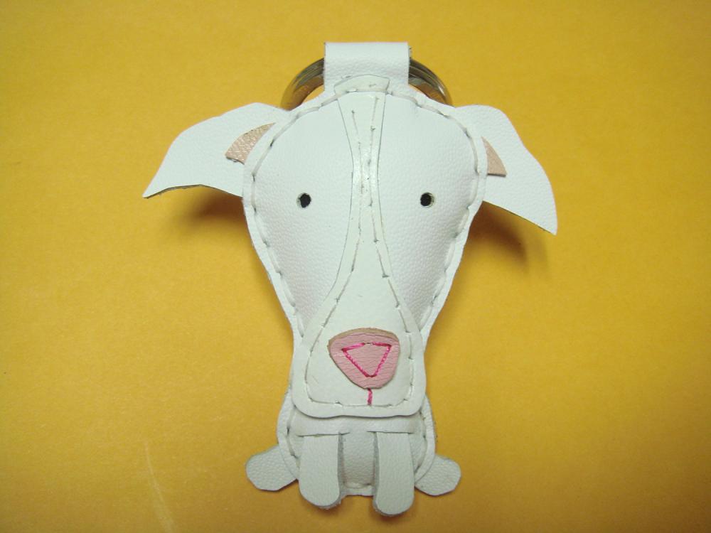 Elle the Great Dane leather keychain ( White )