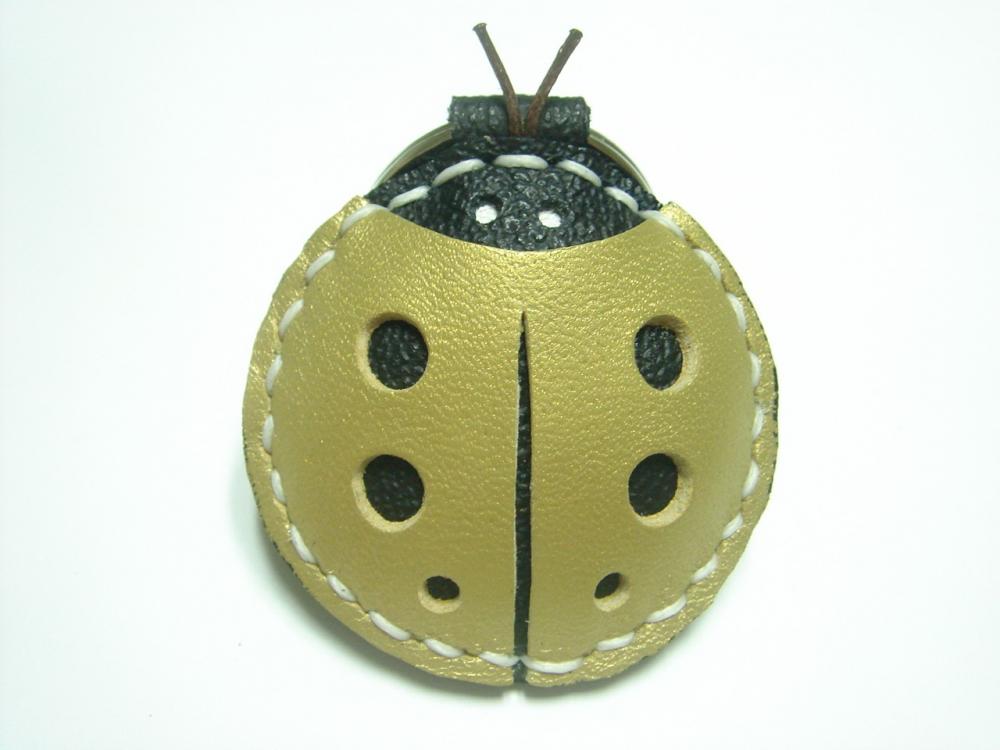 Penny the LadyBug Leather Keychain ( Metallic Gold )