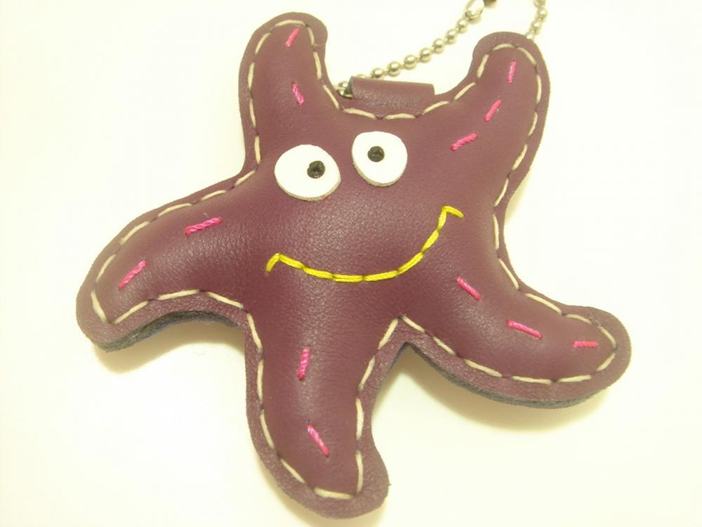 Sandy the Starfish Leather Bag Charm ( Purple )