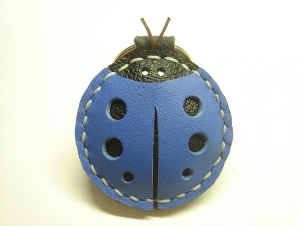 Penny the LadyBug Leather Keychain ( Blue )