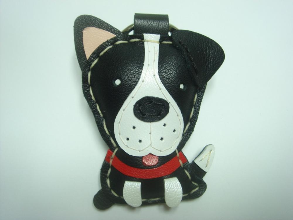 PD the Pitbull Terrier leather keychain ( Black )