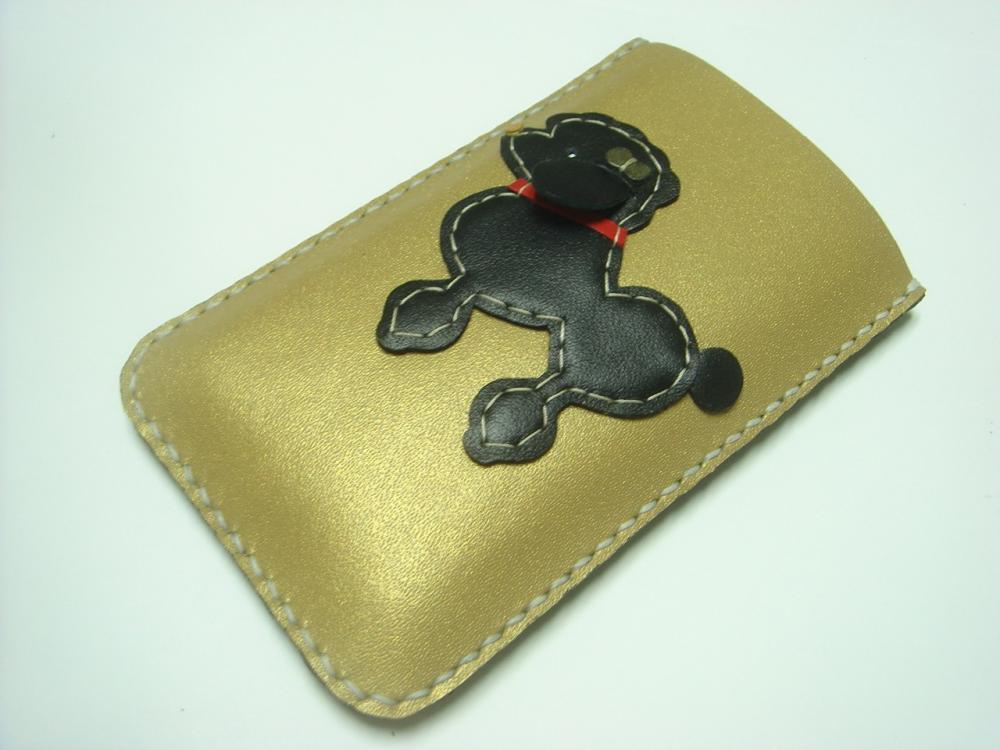 Siqi the Poodle iPhone Leather Case ( Metallic Gold / Black )