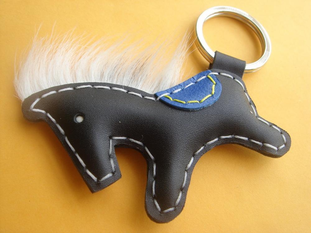 Beon the Horse Leather Keychain ( Black )