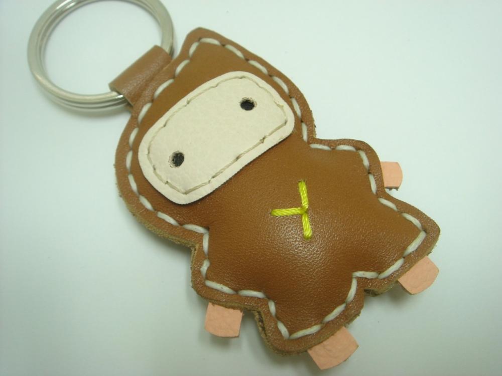 Lovely Taka the Ninja Leather Keychain ( Brown )