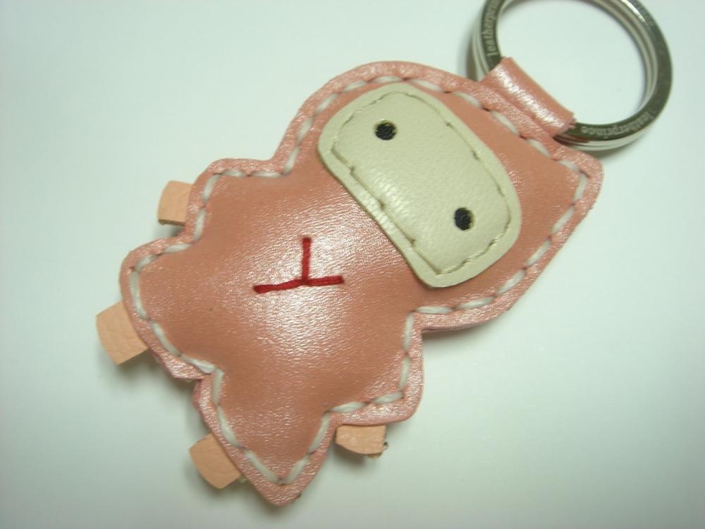 Lovely Taka the Ninja Leather Keychain ( Metallic Pink )