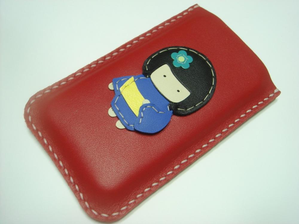 Sakura the Geisha Doll iPhone Leather Case ( Red )