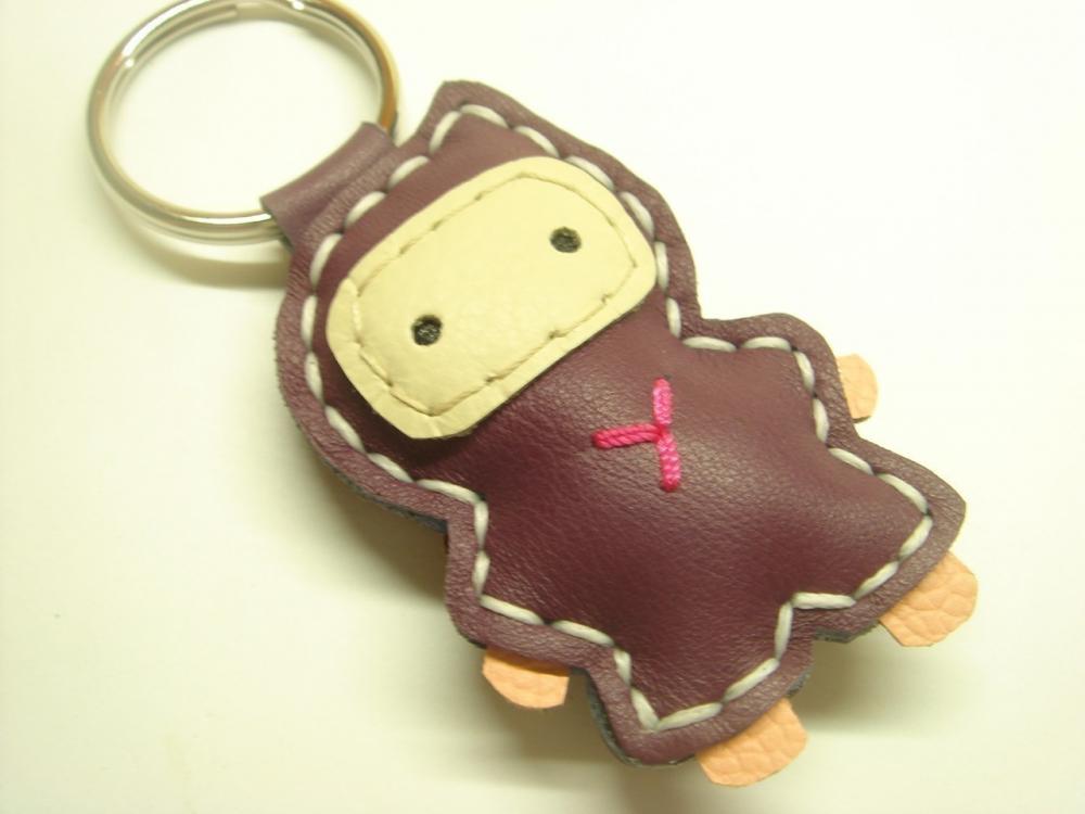 Lovely Taka the Ninja Leather Keychain ( Purple )