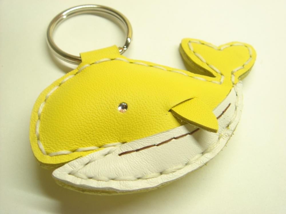New Umi the Whale Leather Keychain ( Yellow )