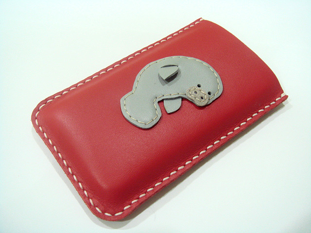 Layla the Manatee iPhone Leather case ( Red and Grey )