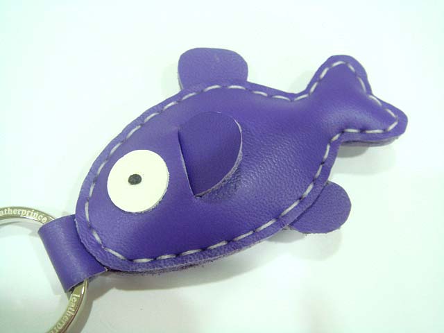Karen the Fish Leather Keychain ( Bright Purple )