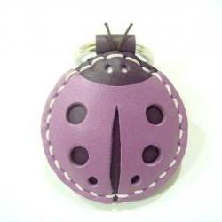 Penny the LadyBug leather keychain / charm ( Purple )