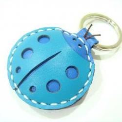 Penny the LadyBug leather charm / Keychain ( Blue )