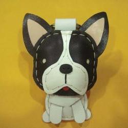 Nico the French Bull Dog Leather Charm ( Black / White )