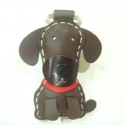 Cocoa the Chocolate Labrador Leather Keychain ( Dark Brown )