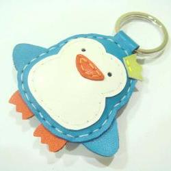 Perry the Penguin Leather Keychain ( Turquoise )