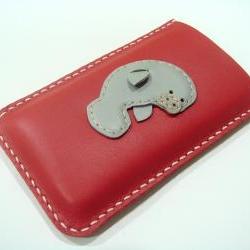 Layla the Manatee iPhone Leather case ( Red and Grey )