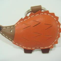 Heather the Hedgehog Leather Keychain ( Orange )