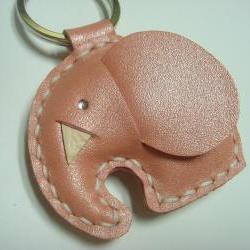 New Laura the Elephant Leather Keychain ( Metallic Pink )