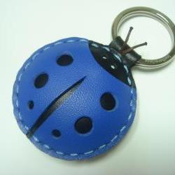 Penny the LadyBug Leather Keychain ( Blue )