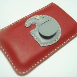 Laura the elephant iPhone Leather Case ( Red )