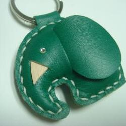 New Laura Elephant Leather Keychain ( Dark Green )