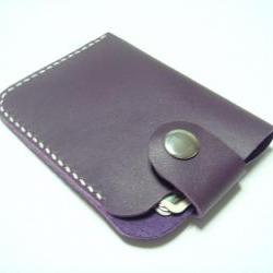 Men / Women Leather Cardholder ( Purple )