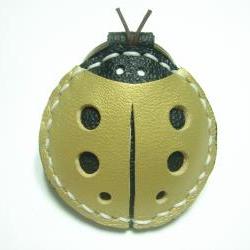Penny the LadyBug Leather Keychain ( Metallic Gold )