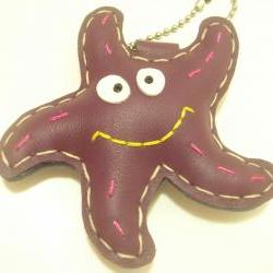 Sandy the Starfish Leather Bag Charm ( Purple )