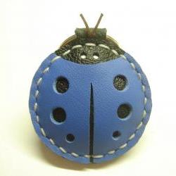 Penny the LadyBug Leather Keychain ( Blue )