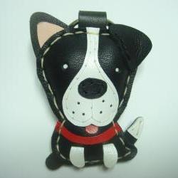 PD the Pitbull Terrier leather keychain ( Black )