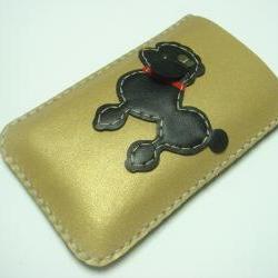 Siqi the Poodle iPhone Leather Case ( Metallic Gold / Black )