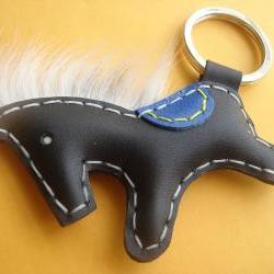 Beon the Horse Leather Keychain ( Black )