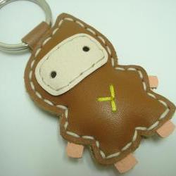 Lovely Taka the Ninja Leather Keychain ( Brown )