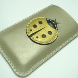 Penny the Ladybug iPhone Leather Case ( Ivory / Gold )