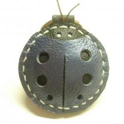 Penny the LadyBug Leather Keychain ( Metallic Blue )