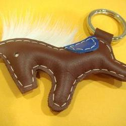 Beon the Horse Leather Keychain ( Dark Brown )
