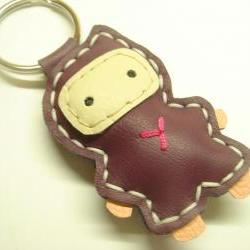 Lovely Taka the Ninja Leather Keychain ( Purple )