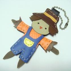 Scarppy the Scarecrow leather charm ( Orange / Blue )