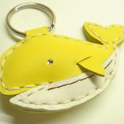 New Umi the Whale Leather Keychain ( Yellow )