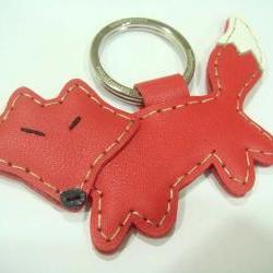 Kato the Fox Leather Keychain ( Red )