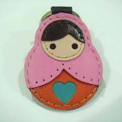 Lisa the Russian Doll leather keychain ( Pink )