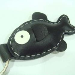 Karen the Fish Leather Keychain ( Black )