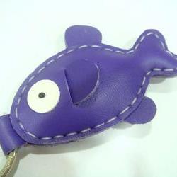 Karen the Fish Leather Keychain ( Bright Purple )