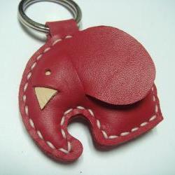 Laura the Elephant Leather Charm ( Red )